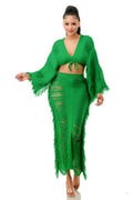 Distressed Long Skirt Set